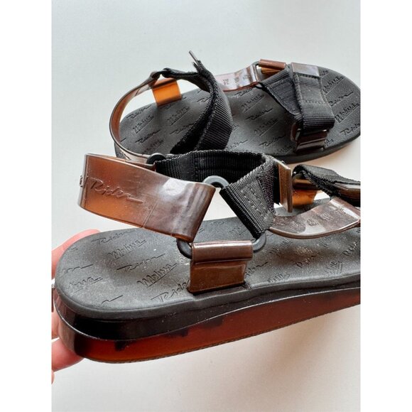 MELISSA x RIDER Papete Black Brown Rubber Webbed Dad Sandals, Size 9/38 - Picture 3 of 15